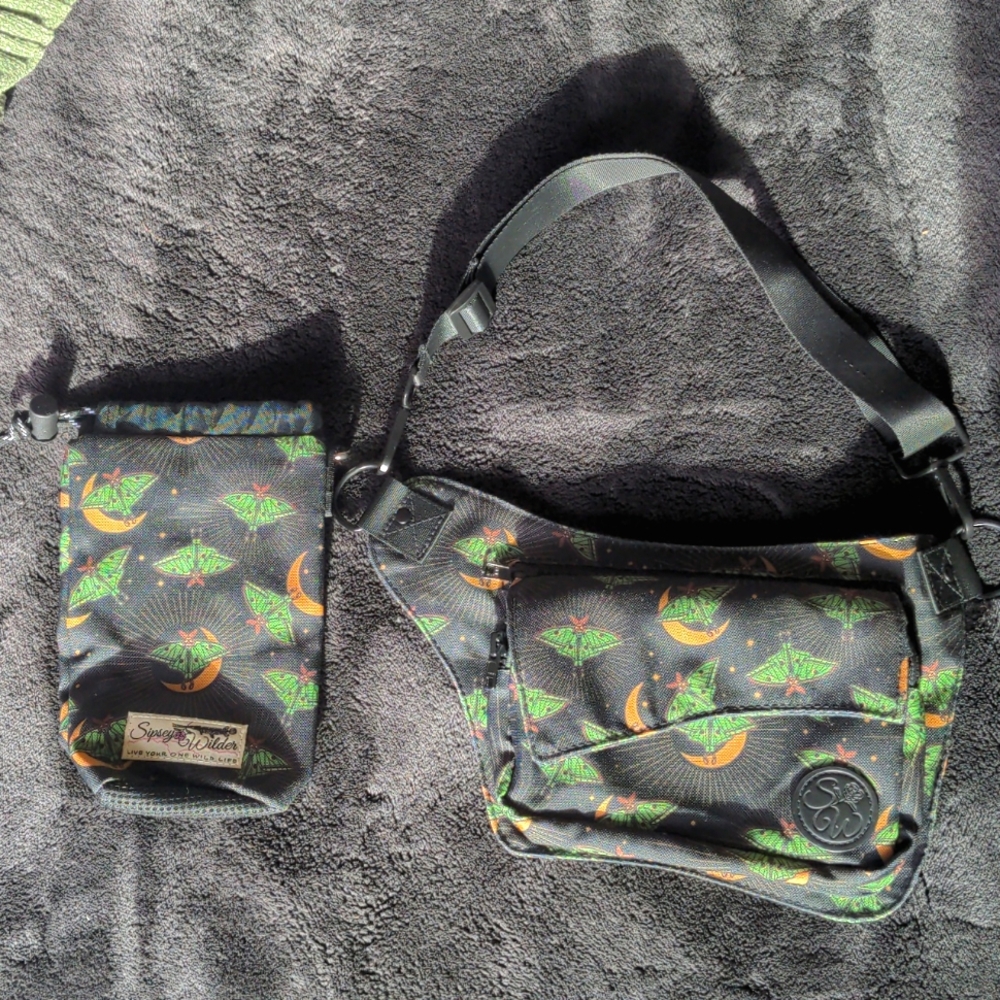 Luna moth hip bag + water bottle holder